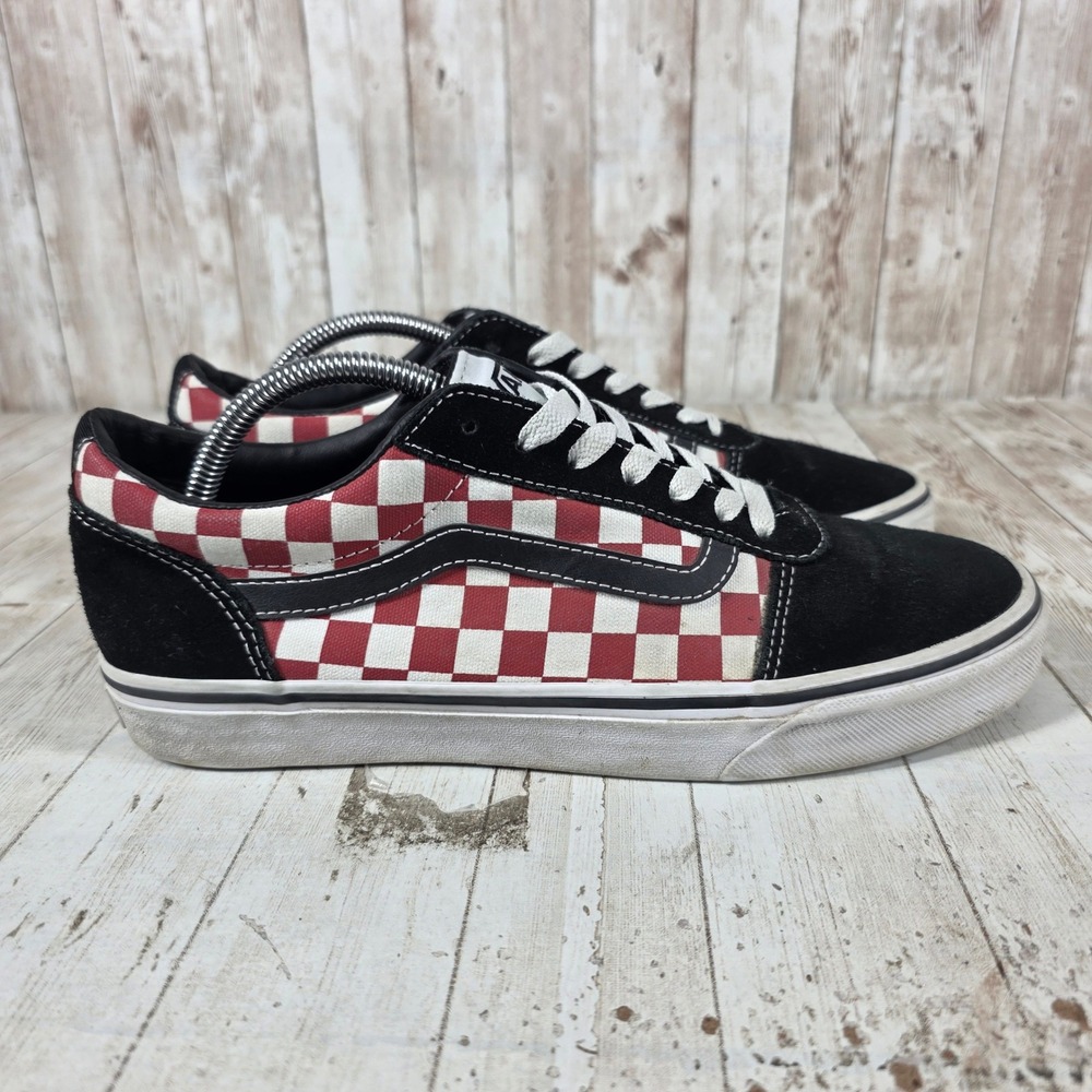 Vans Old Skool Mens 9.5 Checkerboard Black Red White Skate Shoes VN0A38G1P0S
